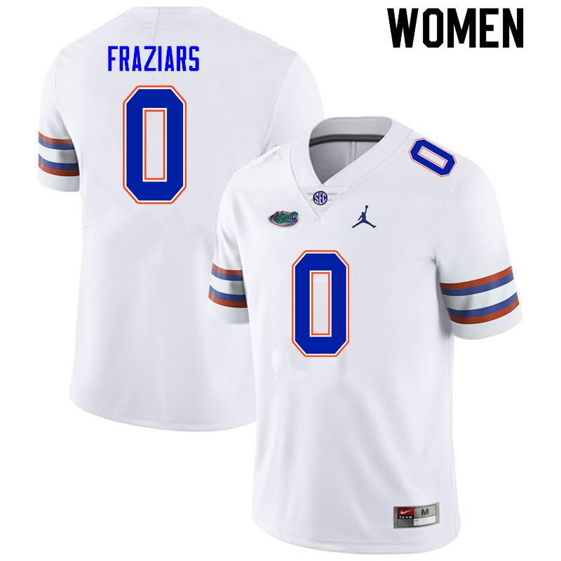 NCAA Florida Gators Ja'Quavion Fraziars Women's #0 Nike White Stitched Authentic College Football Jersey KRZ0664MW